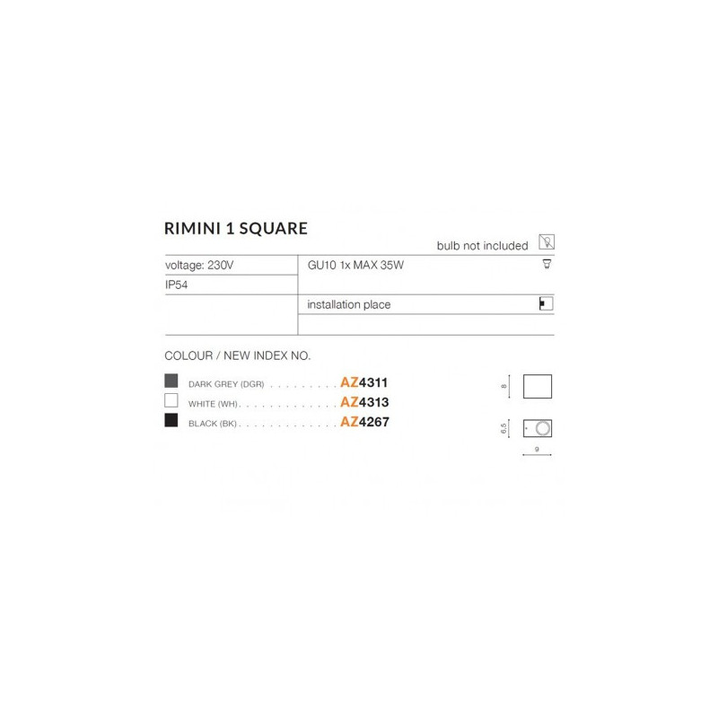 Lampa Rimini 1 Square Dgr AZ4311 | Azzardo