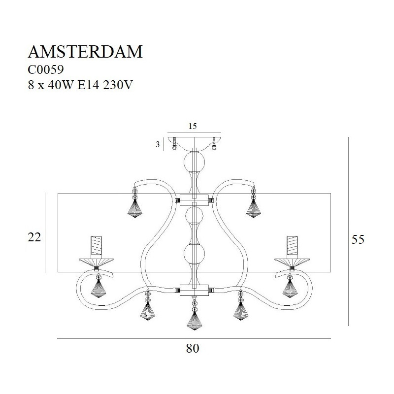 MAXLIGHT C0059 AMSTERDAM 80 cm | Plafon | IP20 | chrom