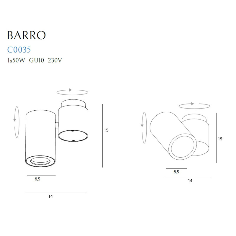 MAXLIGHT C0035 BARRO I CZARNA | Lampa sufitowa | IP20 | czarny