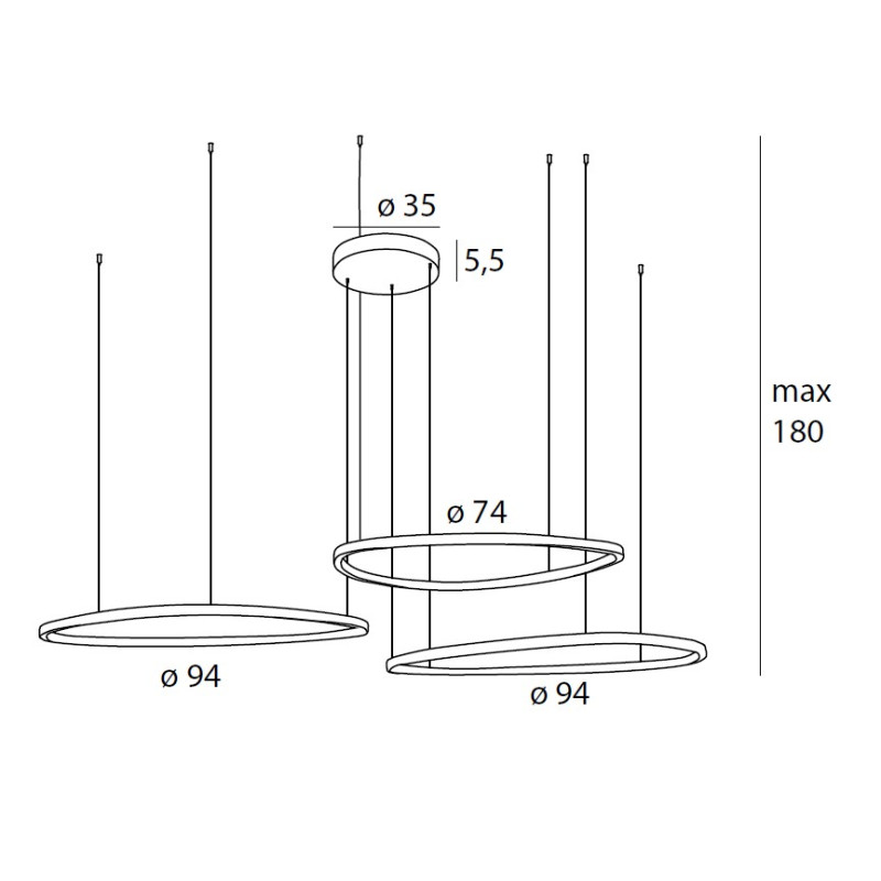 MAXLIGHT P0604D CAYENNE 3 | Lampa wisząca | IP20