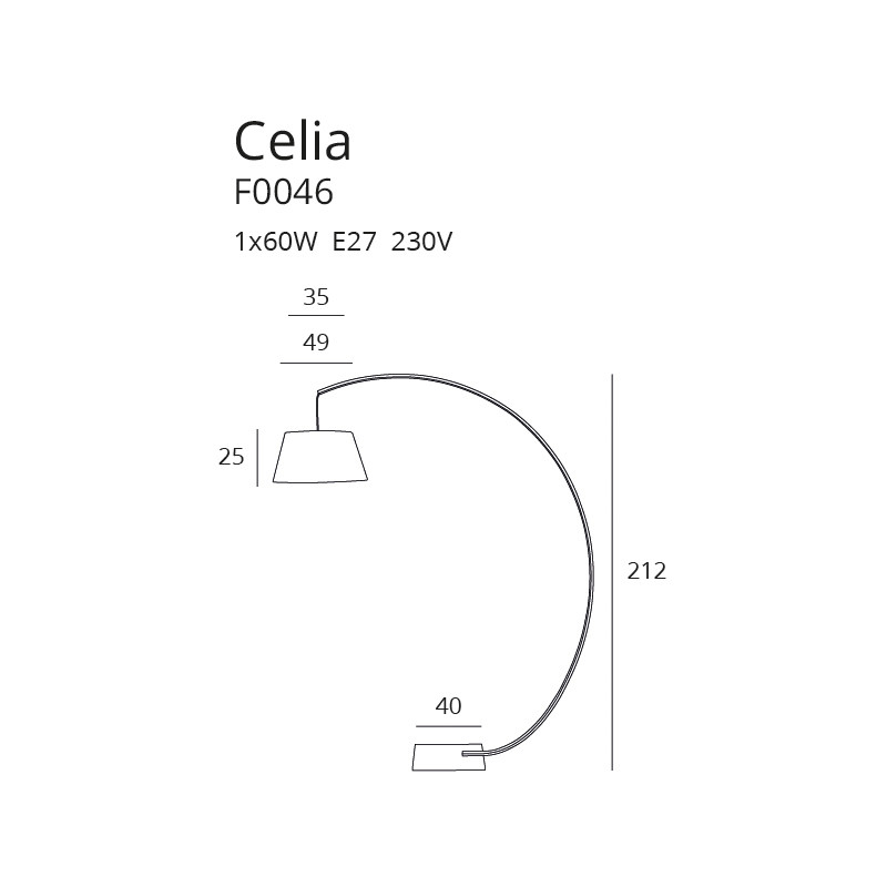 MAXLIGHT F0046 LAMPA PODŁOGOWA CELIA | E27 | 60.0 W | IP20 MAXLIGHT F0046 LAMPA PODŁOGOWA CELIA | E27 | 60.0 W | IP20