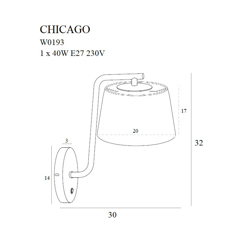MAXLIGHT W0193 KINKIET CHICAGO BIAŁY + BIAŁY ABAŻUR | E27