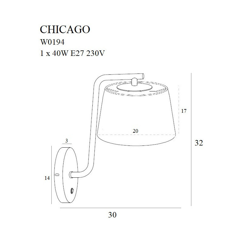 MAXLIGHT W0194 CHICAGO CZARNY | Kinkiet | IP20 | czarny