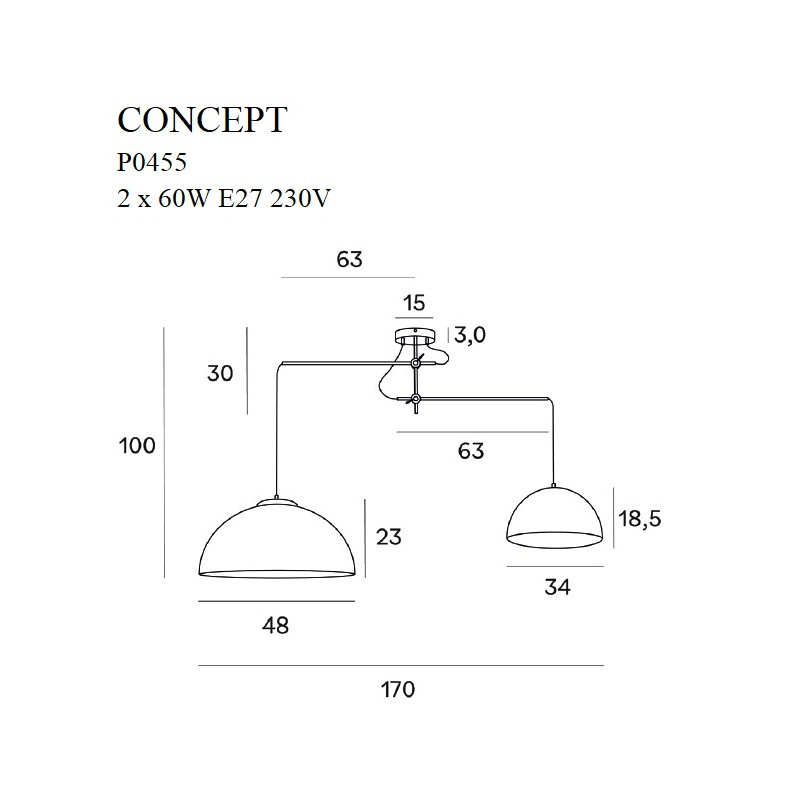 MAXLIGHT P0455 CONCEPT CZARNA | Lampa wisząca | IP20 | czarny