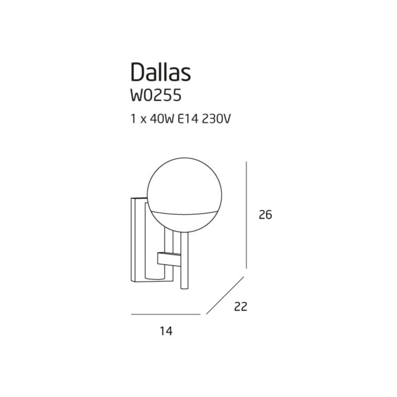 MAXLIGHT W0255 KINKIET DALLAS CZARNY | E14 | 40.0 W | IP20