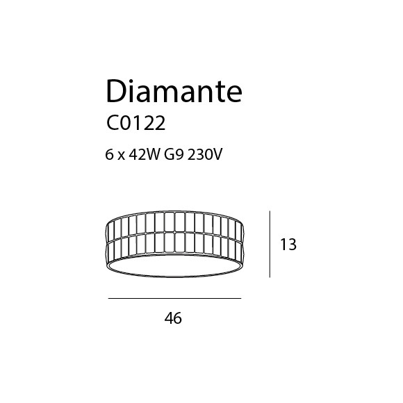MAXLIGHT C0122 DIAMANTE | Plafon | 42 W | IP20 | chrom