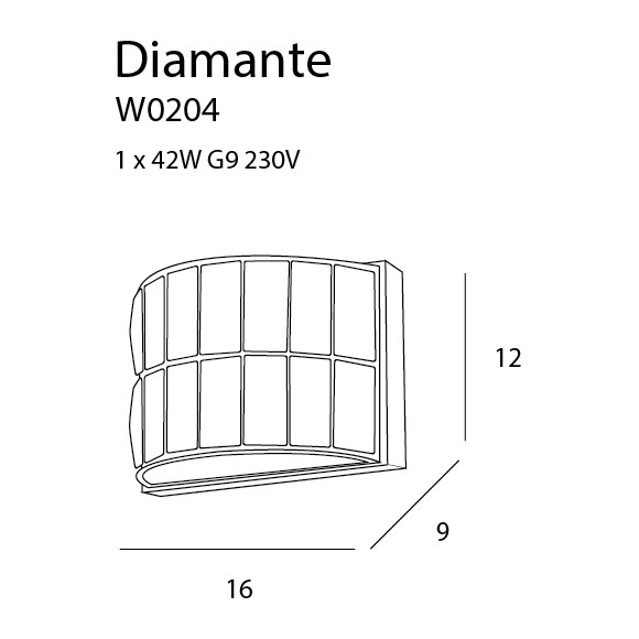MAXLIGHT W0204 DIAMANTE KINKIET | G9 | 42.0 W | IP20 MAXLIGHT W0204 DIAMANTE KINKIET | G9 | 42.0 W | IP20
