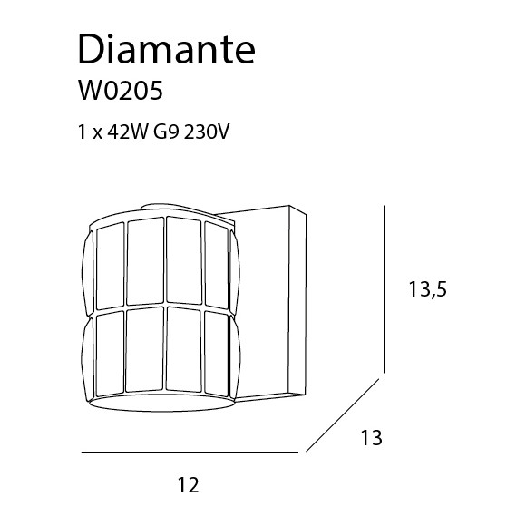 MAXLIGHT W0205 DIAMANTE KINKIET | G9 | 42.0 W | IP20 MAXLIGHT W0205 DIAMANTE KINKIET | G9 | 42.0 W | IP20