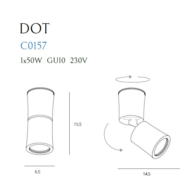 MAXLIGHT C0157 LAMPA SUFITOWA DOT CZARNA | GU10 | 50.0 W