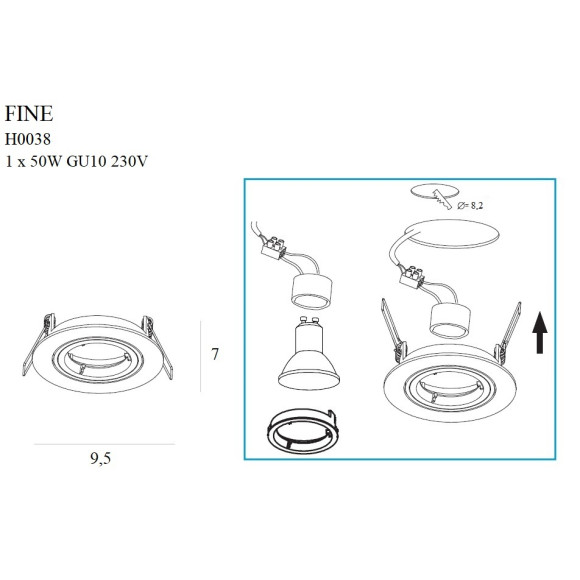MAXLIGHT H0038 FINE | Oprawa wpustowa | IP20 | chrom