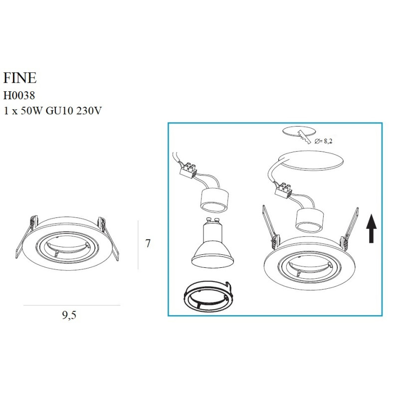 MAXLIGHT H0038 FINE | Oprawa wpustowa | IP20 | chrom