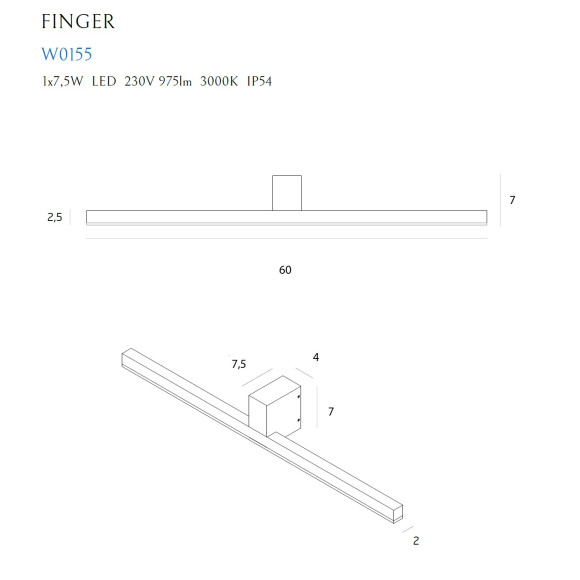 MAXLIGHT W0155 KINKIET FINGER 60 cm BIAŁY IP54 MAXLIGHT W0155 KINKIET FINGER 60 cm BIAŁY IP54