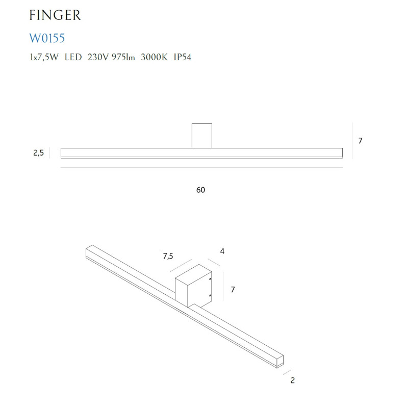 MAXLIGHT W0155 KINKIET FINGER 60 cm BIAŁY IP54 MAXLIGHT W0155 KINKIET FINGER 60 cm BIAŁY IP54