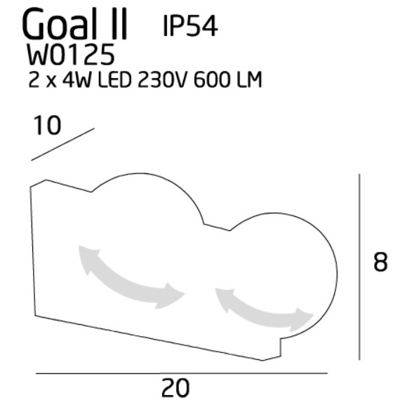 MAXLIGHT W0125 KINKIET GOAL II | LED ZINTEGROWANY | 8.0 W MAXLIGHT W0125 KINKIET GOAL II | LED ZINTEGROWANY | 8.0 W