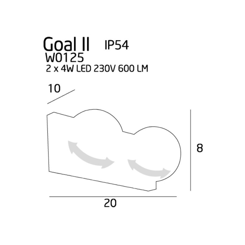 MAXLIGHT W0125 KINKIET GOAL II | LED ZINTEGROWANY | 8.0 W