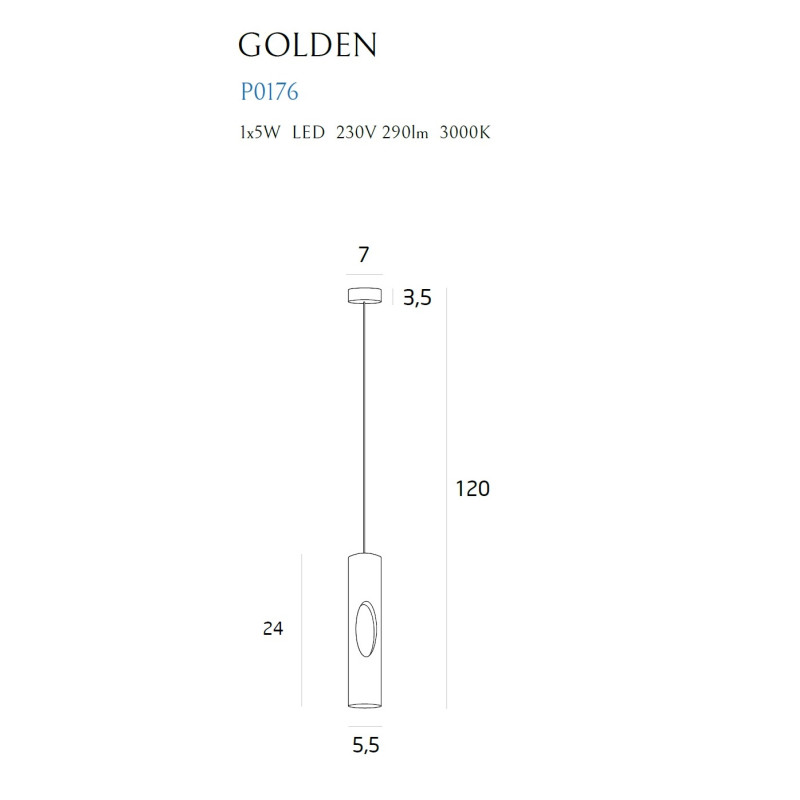 MAXLIGHT P0176 LAMPA WISZĄCA GOLDEN CZARNA/ZŁOTA