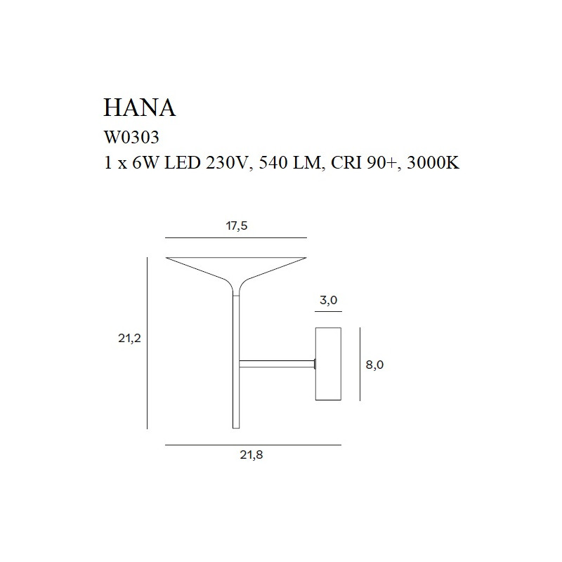 MAXLIGHT W0303 HANA CZARNY | Kinkiet | 6 W | IP20 | czarny
