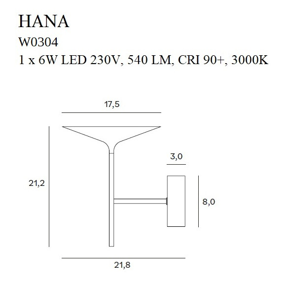 MAXLIGHT W0304 KINKIET HANA ZŁOTY | LED ZINTEGROWANY | 6.0 W