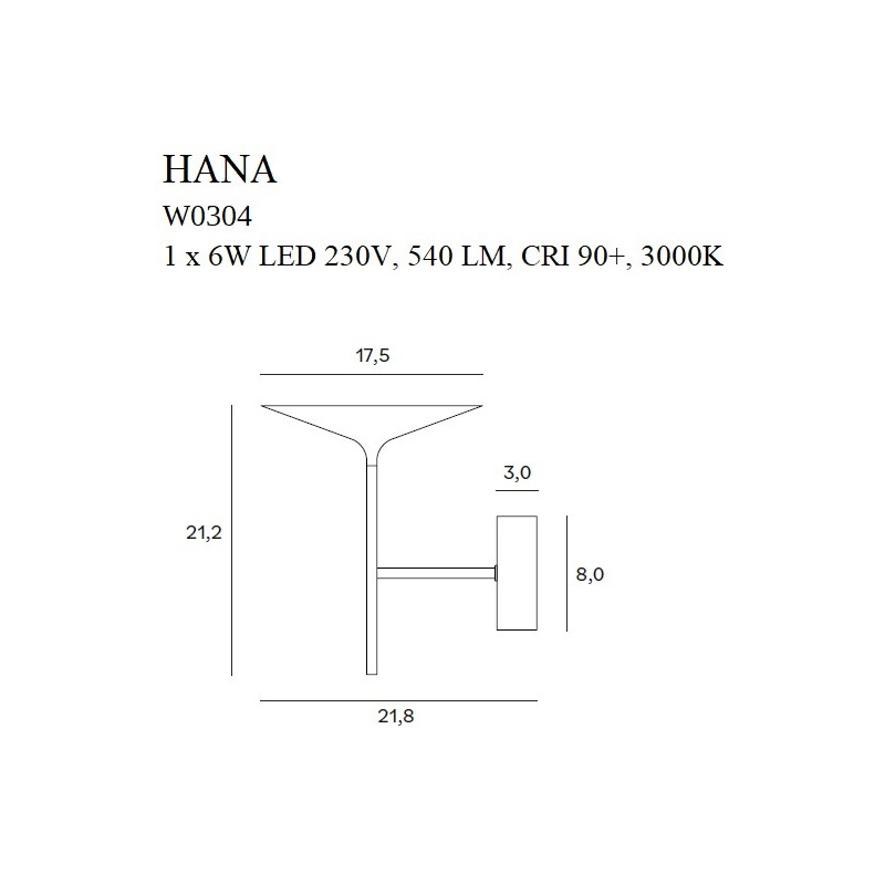 MAXLIGHT W0304 HANA | Kinkiet | 6 W | IP20 | złoty