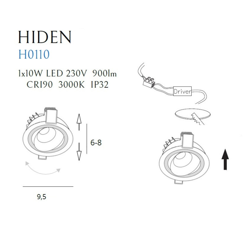 MAXLIGHT H0110 HIDEN CZARNA | Oprawa wpustowa | IP32 | czarny