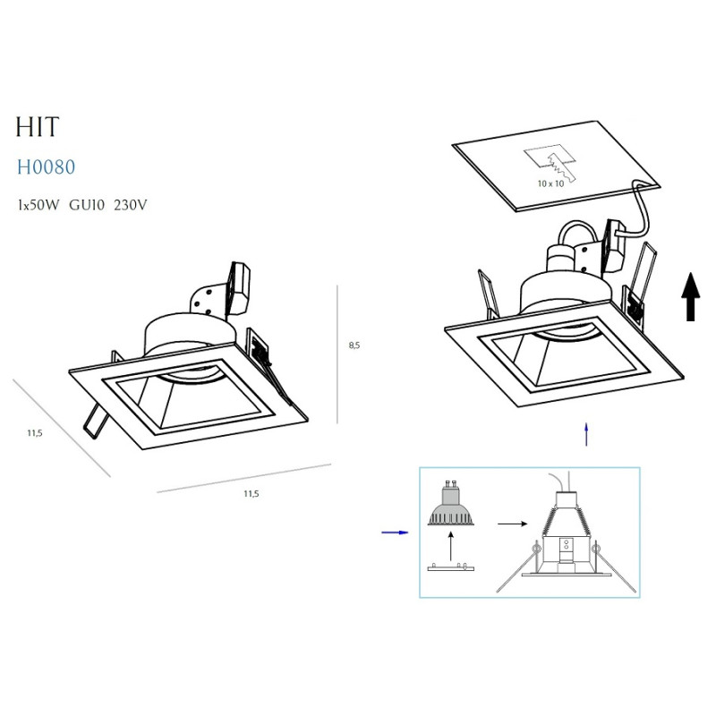 MAXLIGHT H0080 OPRAWA PODTYNKOWA HIT | Lampa | IP20 | bialy