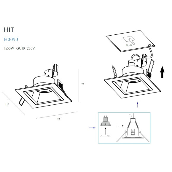 MAXLIGHT H0090 OPRAWA PODTYNKOWA HIT | Lampa | IP20 | czarny