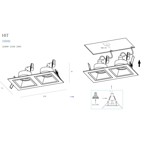 MAXLIGHT H0081 OPRAWA PODTYNKOWA HIT | Lampa | IP20 | biały