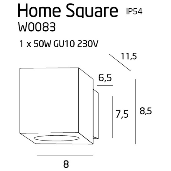MAXLIGHT W0083 KINKIET HOME SQUARE GRAFIT | GU10 | 50.0 W MAXLIGHT W0083 KINKIET HOME SQUARE GRAFIT | GU10 | 50.0 W