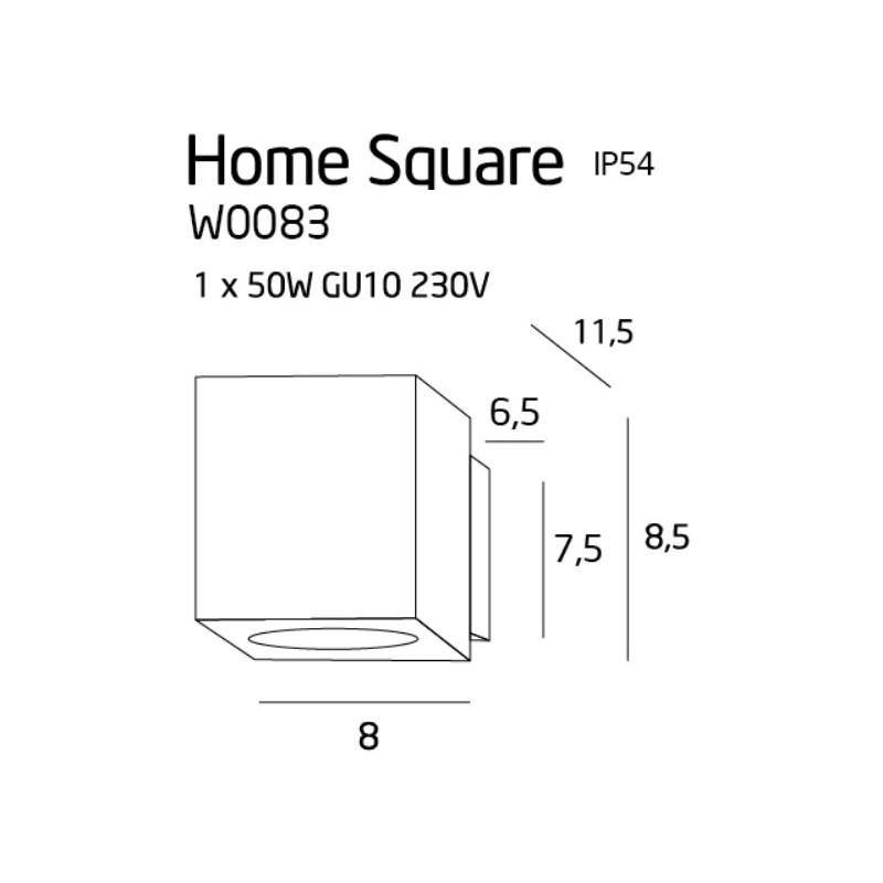 MAXLIGHT W0083 HOME SQUARE GRAFIT | Kinkiet | IP54 | szary