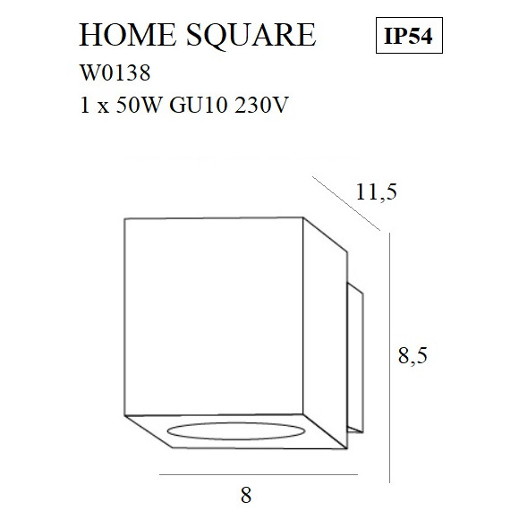 MAXLIGHT W0138 HOME SQUARE NEW | Lampa | IP54 | biały