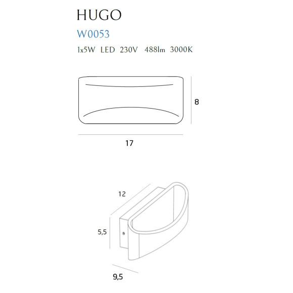 MAXLIGHT W0053 KINKIET HUGO ALU | LED ZINTEGROWANY | 5.0 W MAXLIGHT W0053 KINKIET HUGO ALU | LED ZINTEGROWANY | 5.0 W