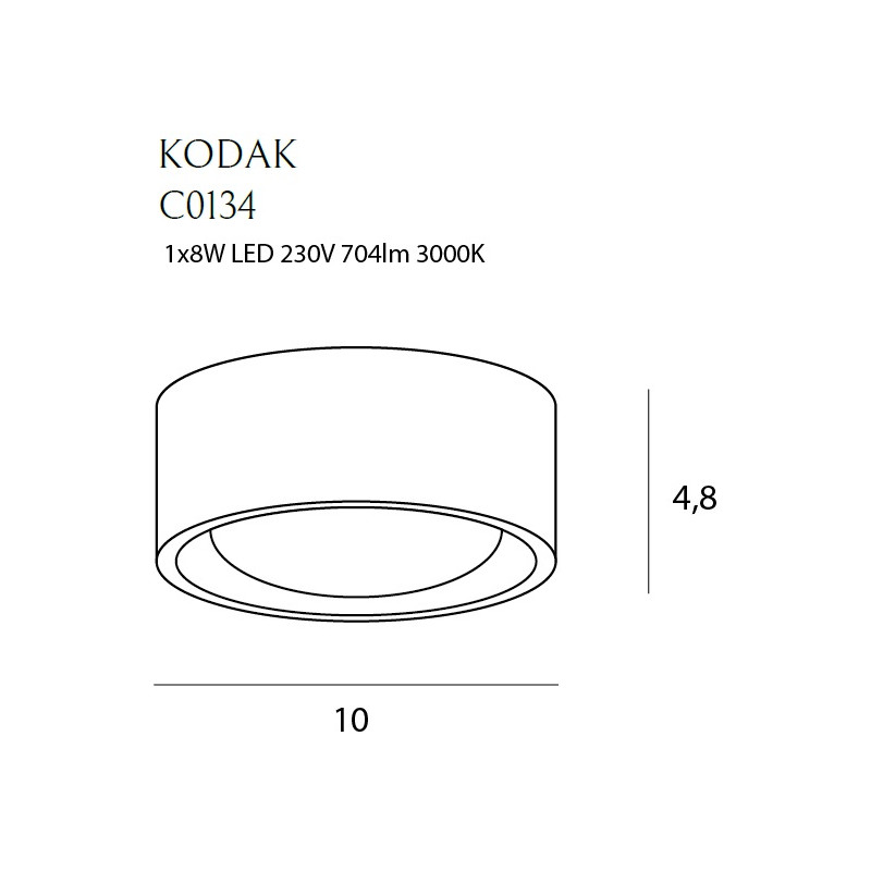 MAXLIGHT C0134 PLAFON KODAK I, 7,7W | LED ZINTEGROWANY