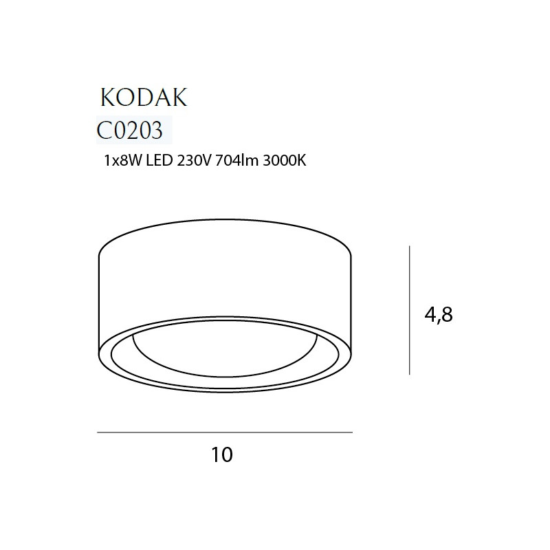 MAXLIGHT C0203 PLAFON KODAK I BLACK, 7,7W | LED ZINTEGROWANY