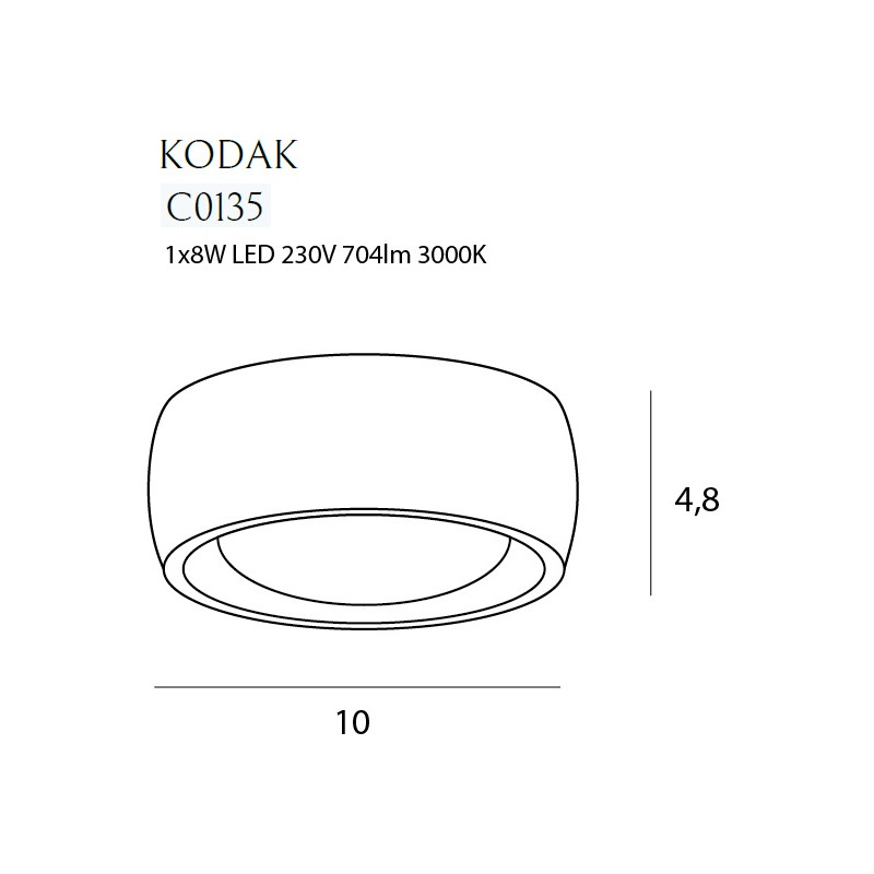 MAXLIGHT C0135 KODAK | Plafon | IP44 | biały