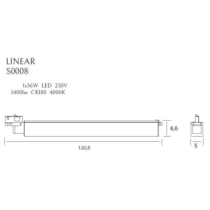 MAXLIGHT S0008 LAMPA DO SZYNOPRZEWODU LINEAR TRACK BLACK 36W