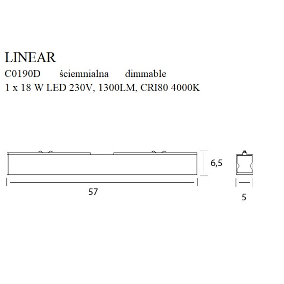 MAXLIGHT C0190D LAMPA SUFITOWA LINEAR BLACK 18W 3000K ŚCIEMN