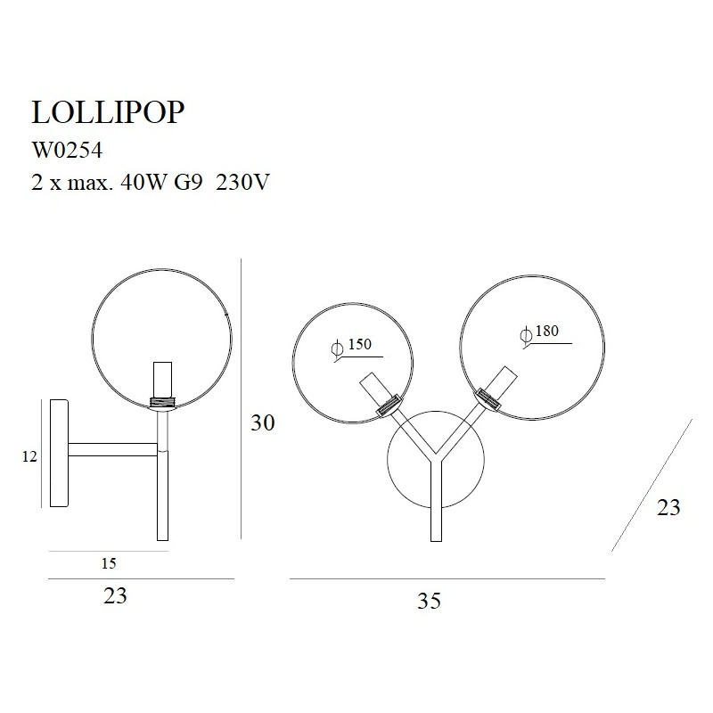 MAXLIGHT W0254 LOLLIPOP | Kinkiet | 4 | IP20 | mosiądz
