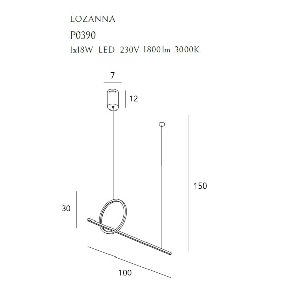 MAXLIGHT P0390 LOZANNA 18W | Lampa wisząca | 18 W | IP20
