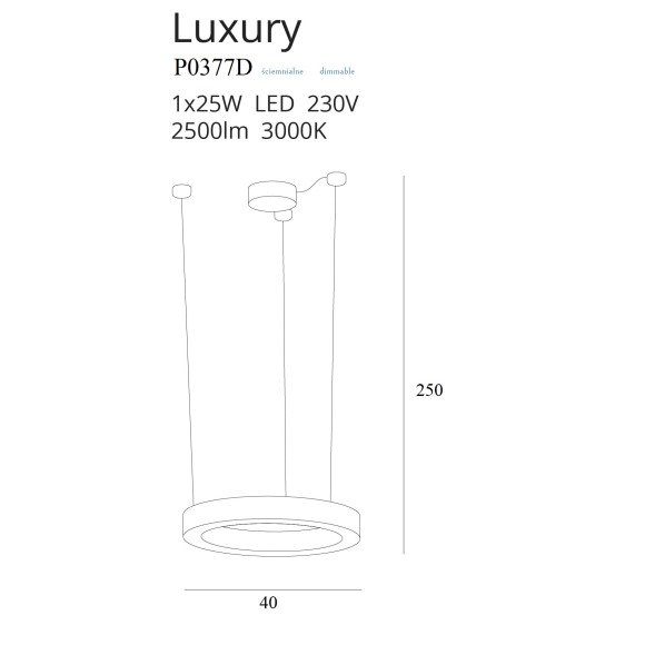 MAXLIGHT P0377D LUXURY 40 CM | Lampa wisząca | 25 W | IP20