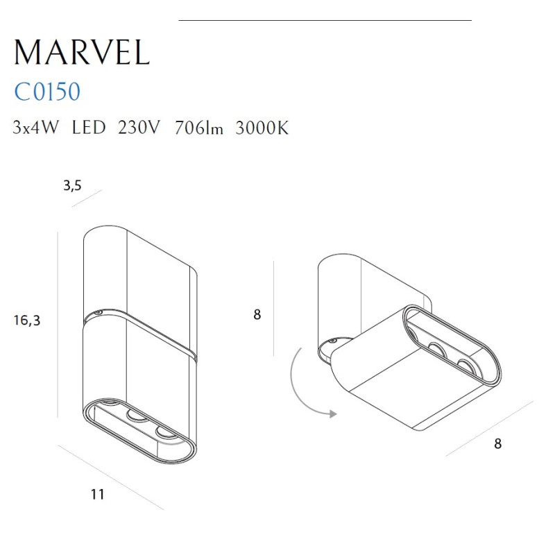 MAXLIGHT C0150 LAMPA SUFITOWA MARVEL CZARNY