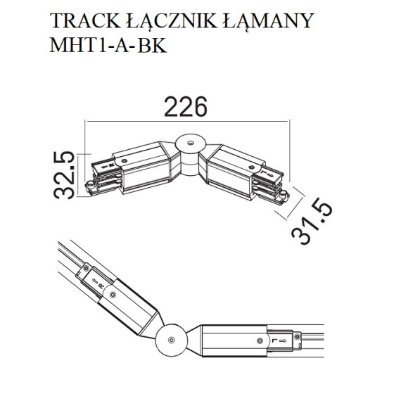 MaxLight | MAX MHT1-A-BK | łącznik | szyna | czarny