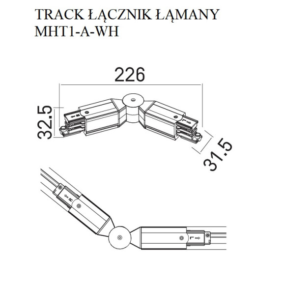 MAXLIGHT MHT1-A-WH TRACK ŁĄCZNIK ŁAMANY biały | IP20 MAXLIGHT MHT1-A-WH TRACK ŁĄCZNIK ŁAMANY biały | IP20