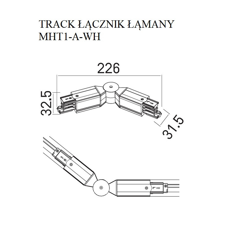 MaxLight | MAX MHT1-A-WH | łącznik | szyna | biały