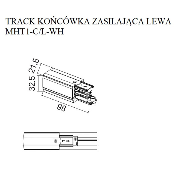 MaxLight | MAX MHT1-C/L-WH | szyna | 96 mm | biały | IP20