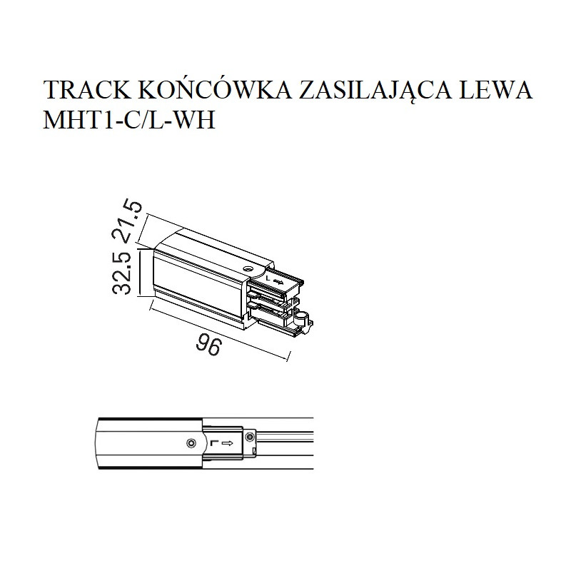 MAXLIGHT MHT1-C/L-WH TRACK KOŃCÓWKA ZASILAJĄCA lewa biała