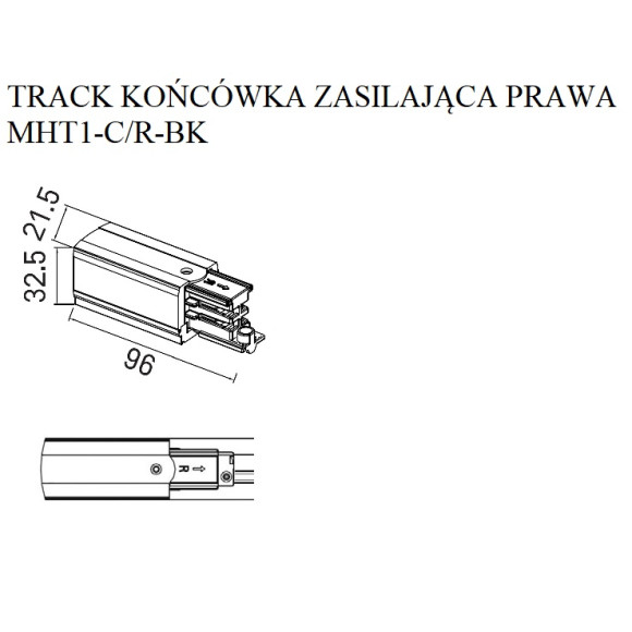 MAXLIGHT MHT1-C/R-BK TRACK KOŃCÓWKA ZASILAJĄCA prawa czarna MAXLIGHT MHT1-C/R-BK TRACK KOŃCÓWKA ZASILAJĄCA prawa czarna