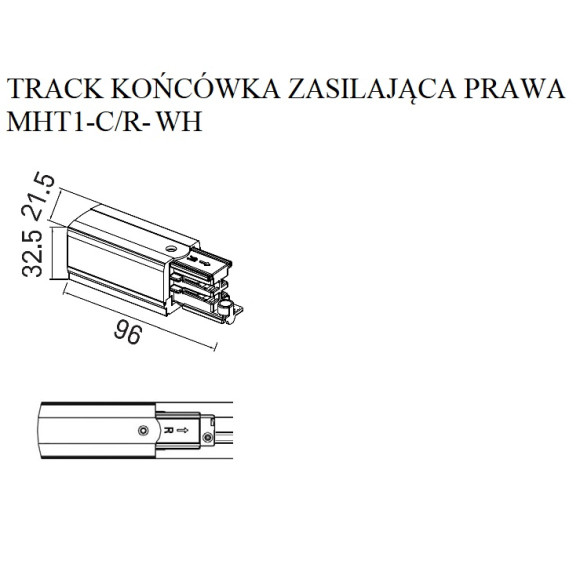 MAXLIGHT MHT1-C/R-WH TRACK KOŃCÓWKA ZASILAJĄCA prawa biała MAXLIGHT MHT1-C/R-WH TRACK KOŃCÓWKA ZASILAJĄCA prawa biała