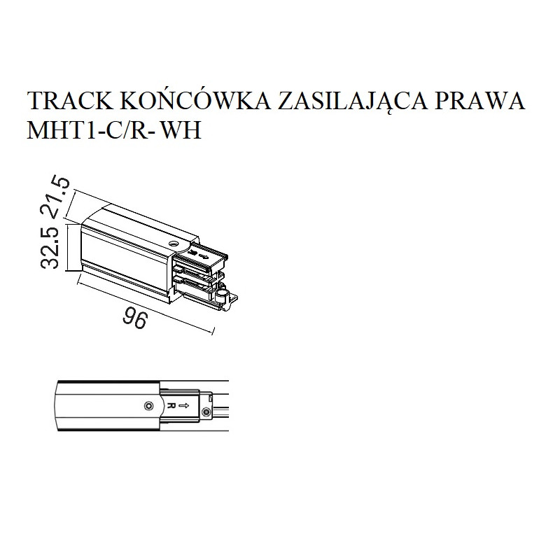 MAXLIGHT MHT1-C/R-WH TRACK KOŃCÓWKA ZASILAJĄCA prawa biała