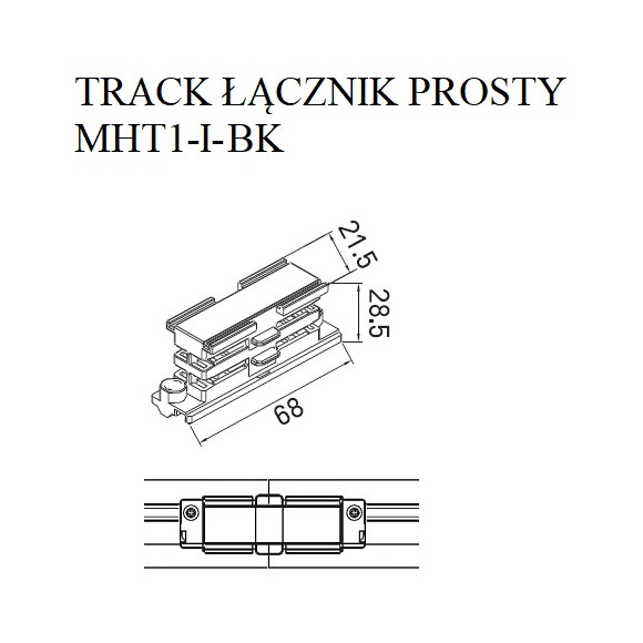 MaxLight | MAX MHT1-I -BK | łącznik | szyna | czarny