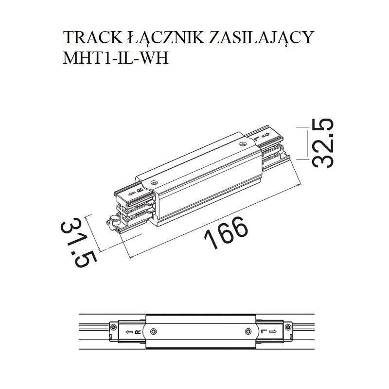 MAXLIGHT MHT1-IL-WH TRACK ŁĄCZNIK PROSTY ZASILAJĄCY BIAŁY